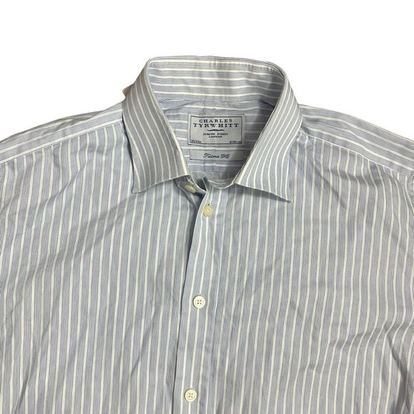 Charles Tyrwhitt Other - Charles Tyrwhitt Shirt Mens 16.5/33 Blue‎ Stripe Button Up Tailored Fit